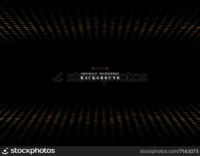 Abstract of dark background on gold circle shape dimension random size pattern, vector eps10