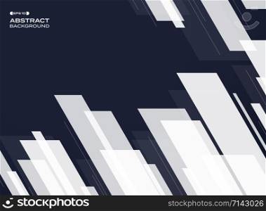 Abstract of dark blue with white square stripe lines geometric pattern. Illustration vector eps10
