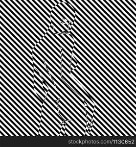 Abstract of elegant woman in illustration split narrow black and white diagonal stripes, pseudo 3D visual effect