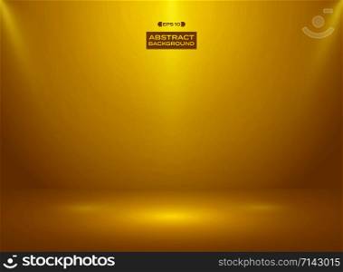 Abstract of gold color color in studio room background with sportlights. illustration vector eps10
