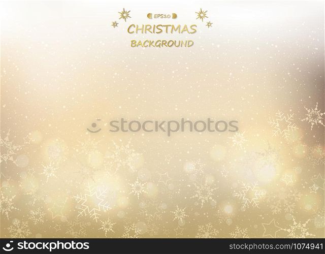 Abstract of golden christmas background with snowflakes and glitters, illustration vector eps10