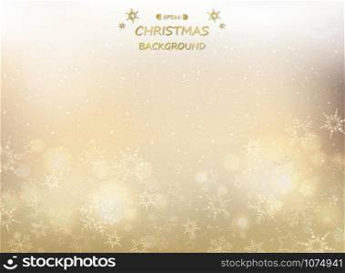 Abstract of golden christmas background with snowflakes and glitters, illustration vector eps10