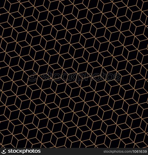 Abstract of golden lines polygonal geometric pattern. A seamless vector on dark blue background. vector eps10