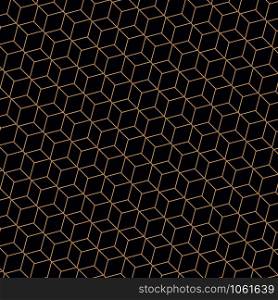 Abstract of golden lines polygonal geometric pattern. A seamless vector on dark blue background. vector eps10