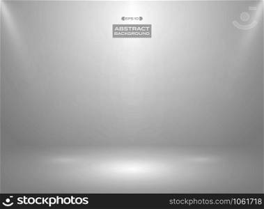 Abstract of gradient white color in studio room background with sportlights. Illustration vector eps10
