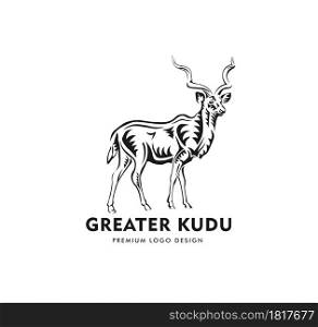 abstract of greater Kudu standing vector illustration on white background