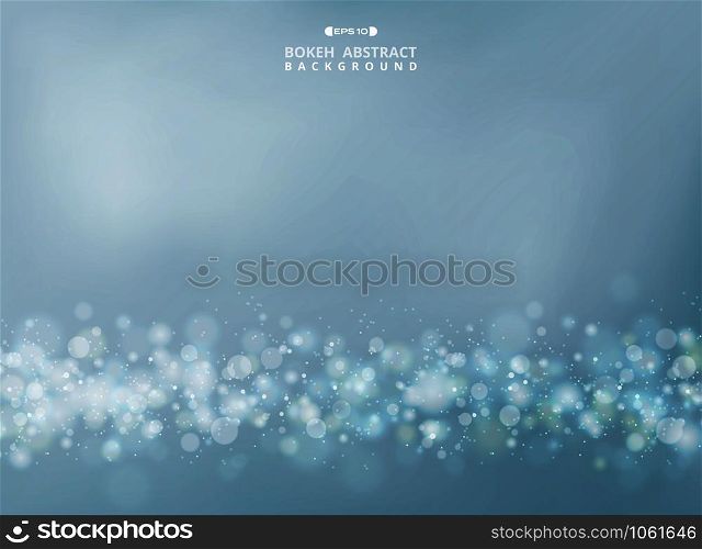 Abstract of merry gold - silver bokeh glitters on soft sky background. vector eps10