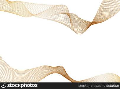 Abstract of shiny gold luxury wave line art design element on white background