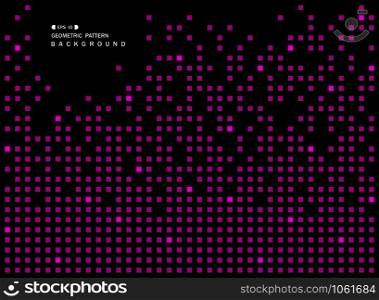Abstract of shiny purple square geometric pattern on black background, vector eps10