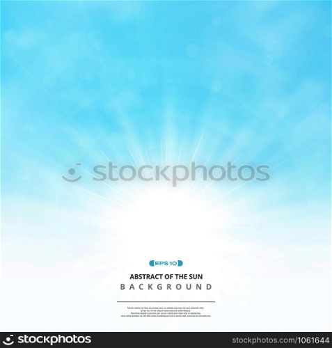 Abstract of the sun with clouds on soft blue sky background, vector eps10
