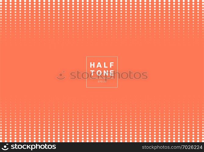 Abstract of white dot pattern halftone design concept orange background with space fot text. Decoration website layout header and footers and brochure, poster, banner web, card, etc. Vector illustration