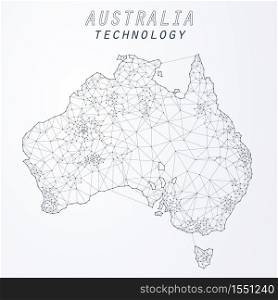 Abstract of world network in Australia, Edge and vertex of world connection, internet and technology concept.