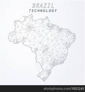 Abstract of world network in Brazil, Edge and vertex of world connection, internet and technology concept.