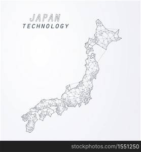 Abstract of world network in Japan, Edge and vertex of world connection, internet and technology concept.