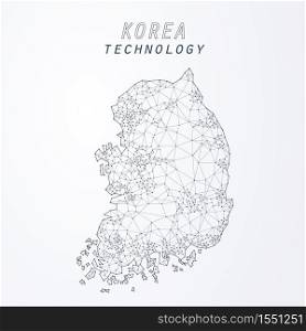 Abstract of world network in South Korea, Edge and vertex of world connection, internet and technology concept.