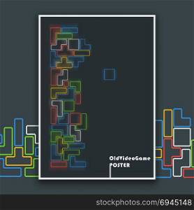 Abstract old video game poster. Abstract old video game poster. Brick games pieces blurred line design. Vector illustration.