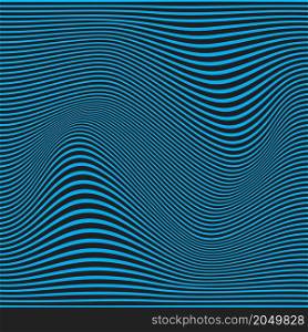 Abstract optical black curve lines on blue background. Vector illustration