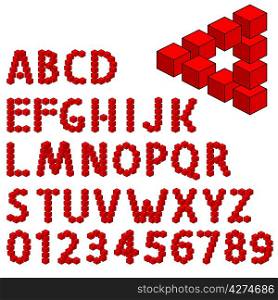 abstract optical illusion three dimension alphabet set. vector illustration