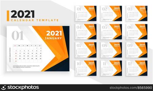 abstract orange 2021 calendar for new year design
