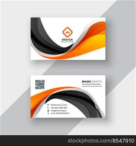abstract orange and black wave business card template
