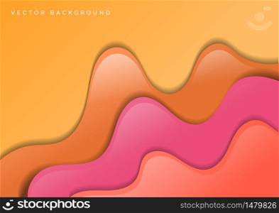 Abstract orange and pink fluid trendy gradient 3d paper geometric background. Vector illustration
