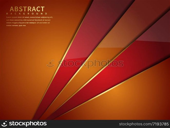 Abstract orange and red triangle diagonal geometric overlapping with lighting on orange background. Luxury style. Vector illustration