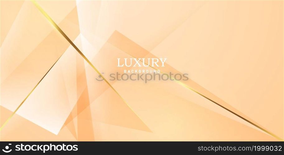 Abstract orange and white background with gorgeous golden line decoration.