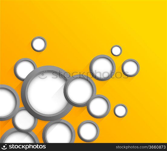 Abstract orange background with gray circles. Bright illustration
