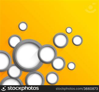 Abstract orange background with gray circles. Bright illustration