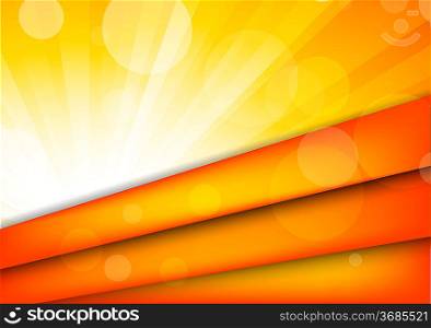 Abstract orange background with rays and circles