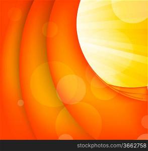 Abstract orange background with rays. Bright illustration