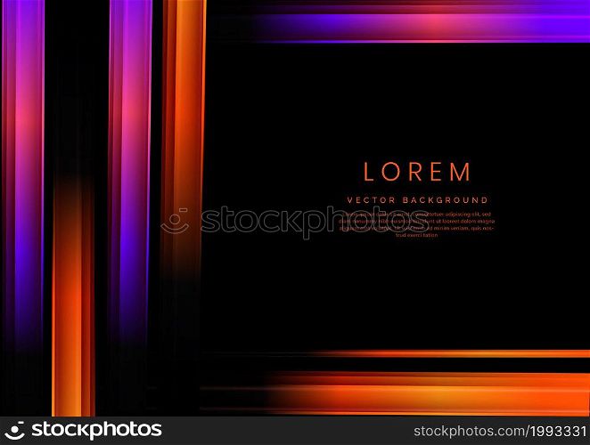 Abstract orange, blue and pink gradient geometric vertical and horizontal on black background with copy space for text. Vector illustration