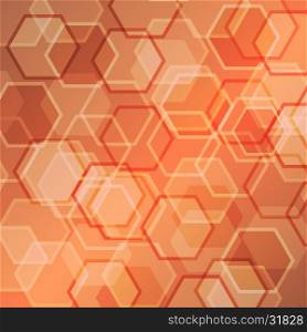 Abstract orange gradient background with hexagon, stock vector