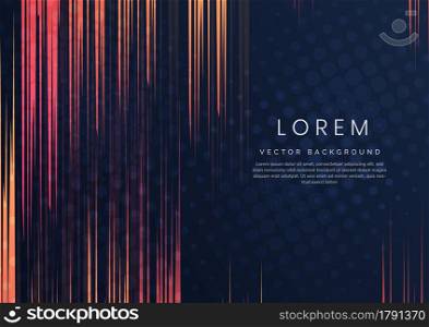 Abstract orange gradient vertical stripe lines on blue background design with copy space for text. Vector illustration