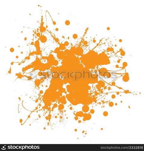 Abstract orange ink splat background with copyspace
