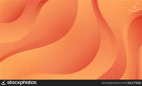 Abstract orange wave shape overlapping layer with halftone effect background paper art style. Vector illustration