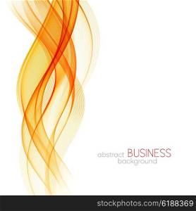 Abstract orange wavy lines. Colorful vector background