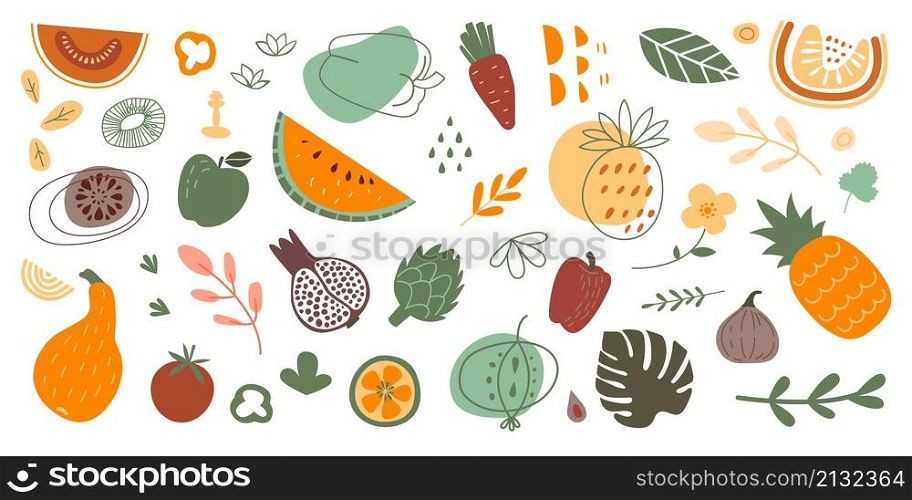 Abstract organic shapes collection. Doodle splotches, sketch decoration natural art. Freehand colorful design, nature decorative classy vector elements. Doodle fruit food, cartoon sketch trendy. Abstract organic shapes collection. Doodle splotches, sketch decoration natural art. Freehand colorful design, nature decorative classy vector elements
