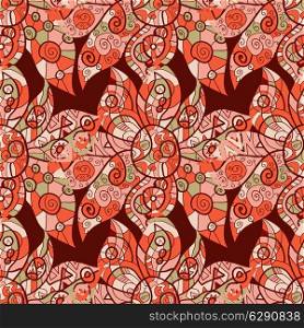 Abstract oriental endless wallpaper in red color.