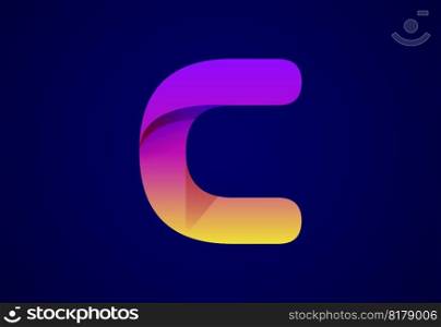 Abstract origami letter C logo design template. Flat style application icon. Vector illustration