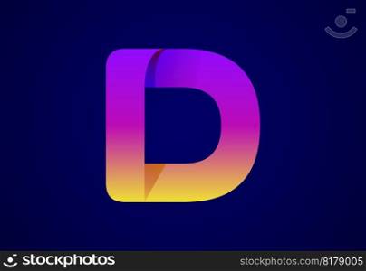 Abstract origami letter D logo design template. Flat style application icon. Vector illustration