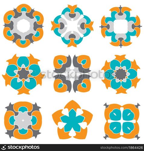 Abstract ornament set for creative design. Abstract ornament set