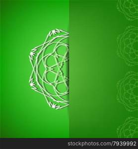 Abstract Ornamental Green Background. Modern Asian Symbol.. Green Background