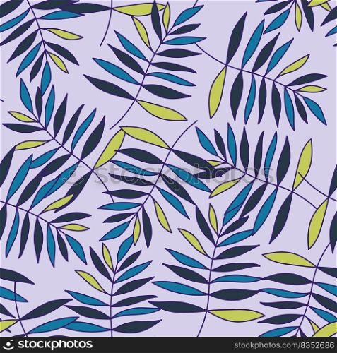 Abstract outline tropical palm leaves seamless pattern. Jungle leaf wallpaper. Botanical floral background. Exotic plant backdrop. Design for fabric, textile, wrapping, cover. Vector illustration. Abstract outline tropical palm leaves seamless pattern. Jungle leaf wallpaper.