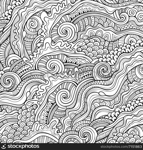 Abstract outline vector decorative hand drawn nature ornamental ethnic pattern. Abstract ethnic decorative nature background