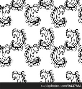 Abstract paisley seamless pattern, bean-like elements on white background vector illustration