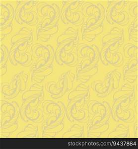 Abstract paisley seamless pattern, intricate elements on yellow background vector illustration