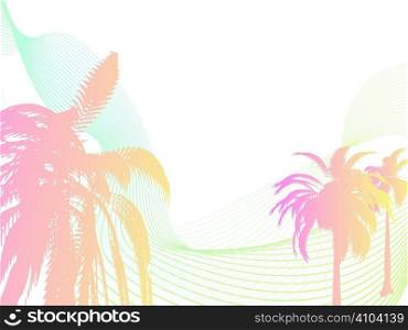 Abstract palm tree inspired design with warm subtle summer colors
