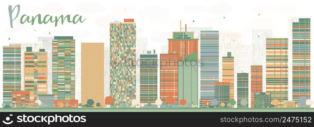 Abstract Panama Skyline with Color Buildings. Vector Illustration. Business Travel and Tourism Concept with Modern Architecture. Image for Presentation Banner Placard and Web Site.