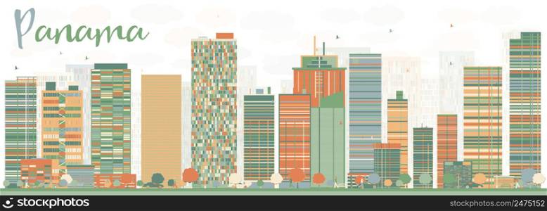 Abstract Panama Skyline with Color Buildings. Vector Illustration. Business Travel and Tourism Concept with Modern Architecture. Image for Presentation Banner Placard and Web Site.